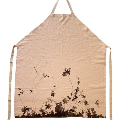 LOUISETTE APRON, ROSEWOOD collar, LINEN, MADE IN FRANCE