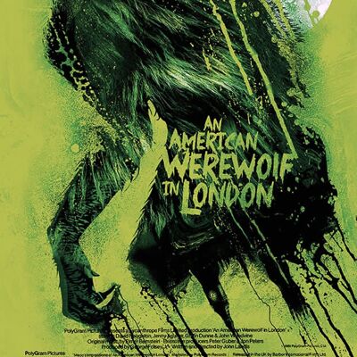 Cartel de metal de hombre lobo americano en Londres