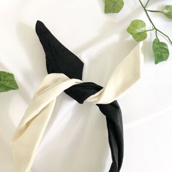 Bandeau ExtraWide Wire, bandeau large en velours côtelé noir et blanc, bandeau à nœud pour cheveux, look foulard 4