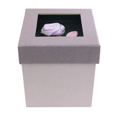 Square, Purple Gift Box, Lilac Lid, Rose Flower