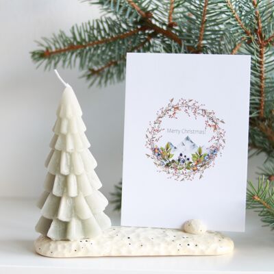 PORTE-CARTES EN CÉRAMIQUE AVEC BOUGIE DE NOËL ET CARTE DE NOËL