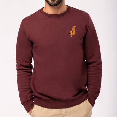 Unisex sweaters | squirrel embroidery | burgundy color