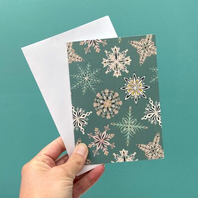 Blaue Schneeflocken-Weihnachtskarten x 5