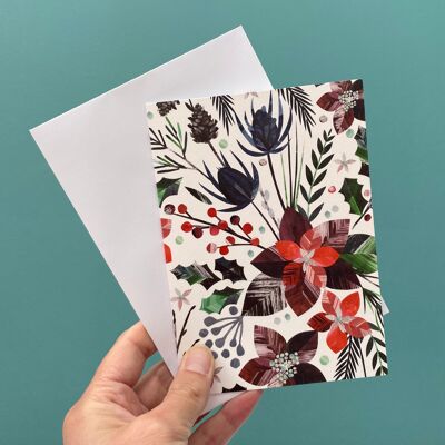 Luxus-Weihnachtskarte und Umschlag - Winterblumen
