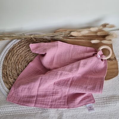 Cuddle cloth with beech teether - Powder pink