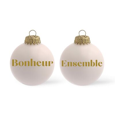 Boule de Noël Bonheur Ensemble coloris rose poudré