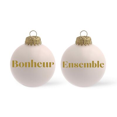 Happiness Christmas bauble Set color powder pink