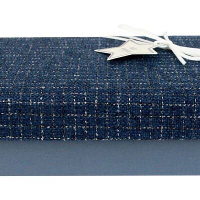 Blue Box with Textured Fabric Blue Lid - 24.5 x 17 x 6.5 cm
