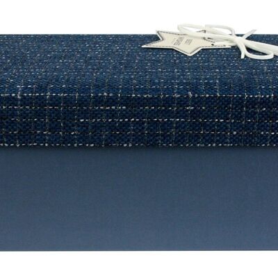 Blue Box with Textured Fabric Blue Lid - 25 x 16 x 11 cm