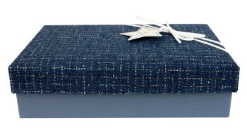 Boîte Bleue avec Couvercle Bleu Tissu Texturé - 29 x 21 x 9 cm 1