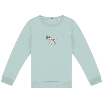 Kids sweater | Zebra on rollerskates | Ocean Green