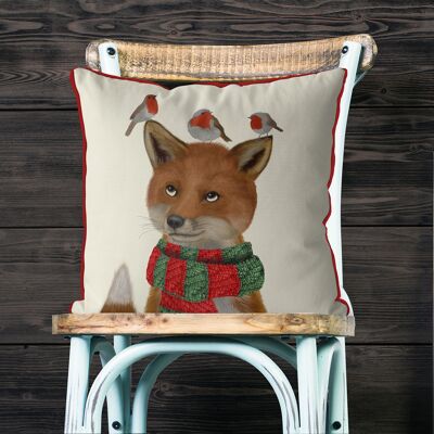 Fox & robins, Christmas cushion, throw pillow