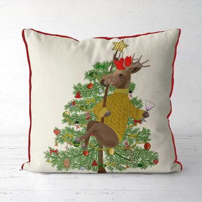 Moose Christmas pole dance, Cushion, throw pillow