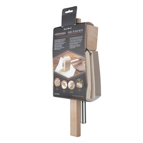 Traditional Wood Mallet Ice Crusher with Lewis Ice Bag & Ice Scoop from Final Touch
