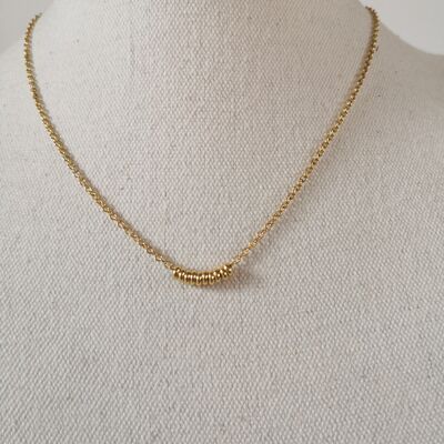 Collar anillo, gargantilla dorada, mini perlas doradas, collar fino, colección invierno.