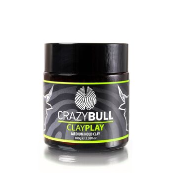 Crazy Bull Clay Play Cheveux à tenue moyenne Argile coiffante en cendres volcaniques naturelles 1