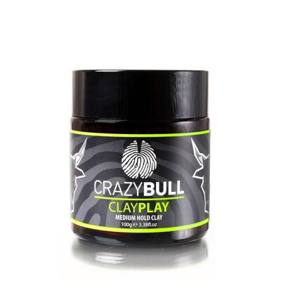 Crazy Bull Clay Play Cheveux à tenue moyenne Argile coiffante en cendres volcaniques naturelles