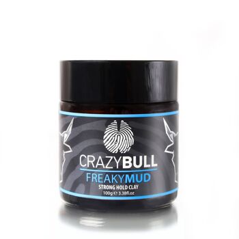 Crazy Bull Freaky Mud Strong Hold Hair Texture de cendres volcaniques naturelles Argile 1