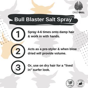 Spray épaississant et volumisant pour les cheveux au sel Crazy Bull Blaster 3