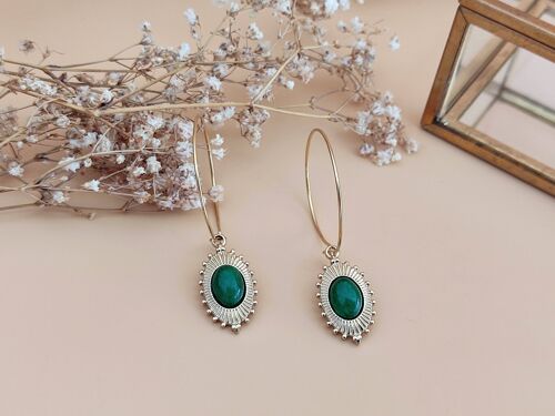 Boucles d'oreilles créoles agate verte La Passionnée