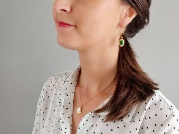 Boucles d'oreilles créoles agate verte La Passionnée 5