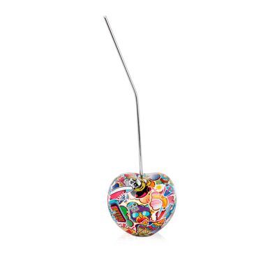 ADM - Sculpture en résine 'Petite cerise' - Couleur Graffiti - 44 x 14 x 12 cm