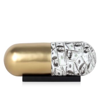 ADM - Sculpture Résine 'Eternal Wealth Pill' - Couleur Or - 13 x 33 x 12 cm 3