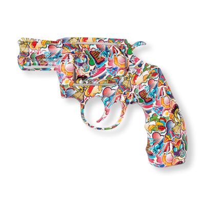 ADM – Harzskulptur „Gun“ – Farbgraffiti1 – 32 x 47 x 5 cm