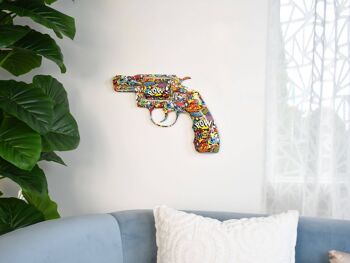 ADM - Sculpture en résine 'Gun' - Color Graffiti2 - 32 x 47 x 5 cm 8