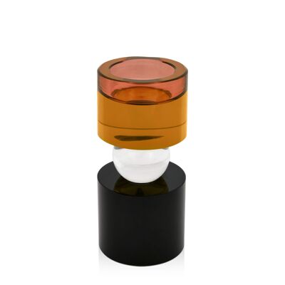 ADM - Decorative object 'Geometric candlestick' - Orange color - 11 x 5 x 5 cm