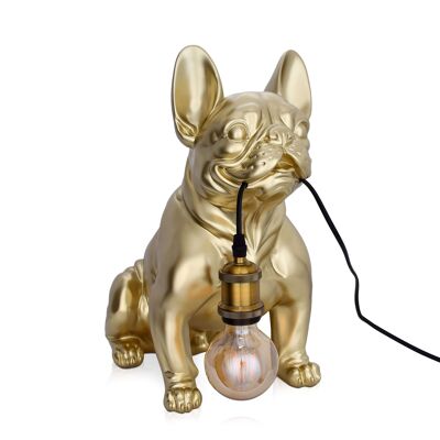 ADM - Lámpara 'Bulldog Francés Sentado' - Color Oro - 40 x 23 x 41 cm
