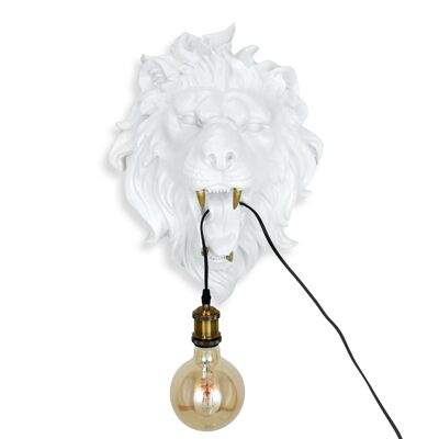 ADM - Lampada 'Testa di leone' -  Colore Bianco - 56 x 39 x 37 cm