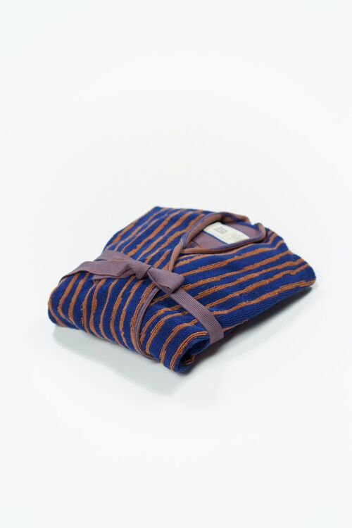 Stripe Bathrobe |   Azure & Chestnut