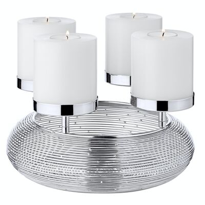 Advent wreath bowl Verona, high-gloss polished nickel-plated stainless steel, ø 25 cm, for pillar candles ø 8 cm