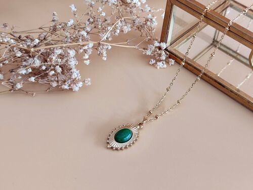 Collier pendentif agate verte La Passionnée