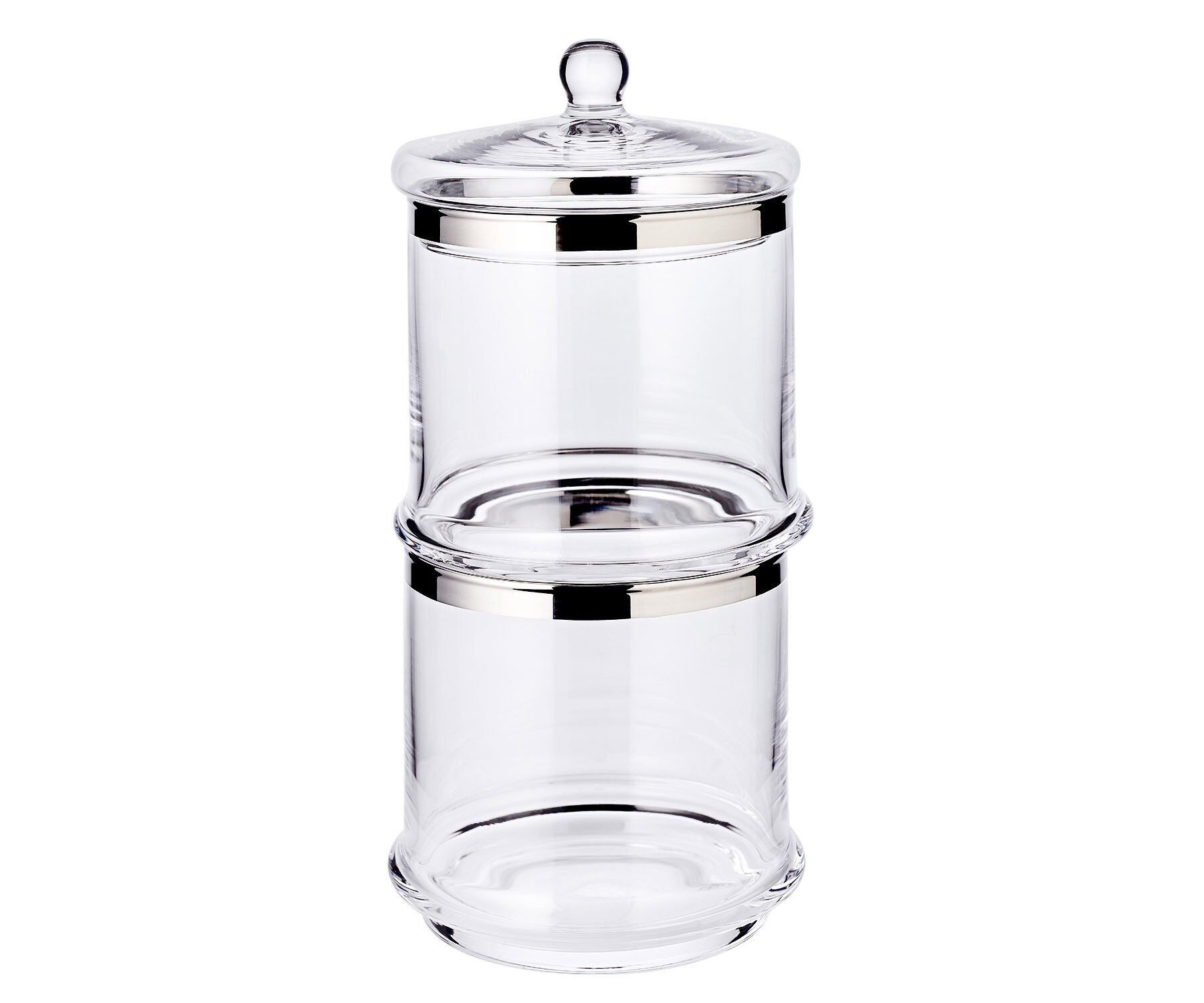 Glasdose Lia (H 29 cm, ø 14 cm), mit Deckel mundgeblasenes Kristallglas mit Platinrand veredelt