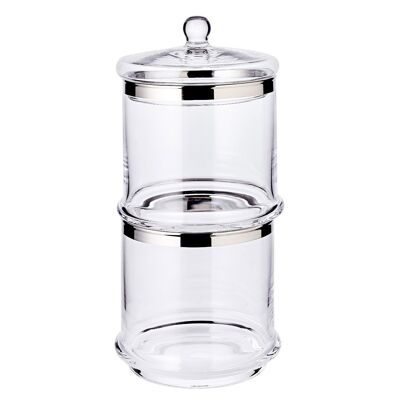 Glass jar Lia (H 29 cm, ø 14 cm), with a lid made of hand-blown crystal glass with a platinum rim