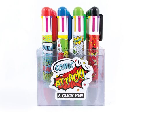Comic Attack 6 Click Multi Color Pen - 24 pack