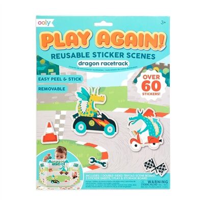 Play Again! Reusable Sticker Scenes - Dragon Racetrack