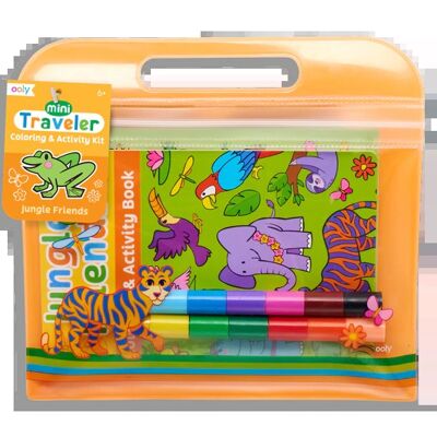 Mini kit viajero para colorear y actividades - amigos de la selva