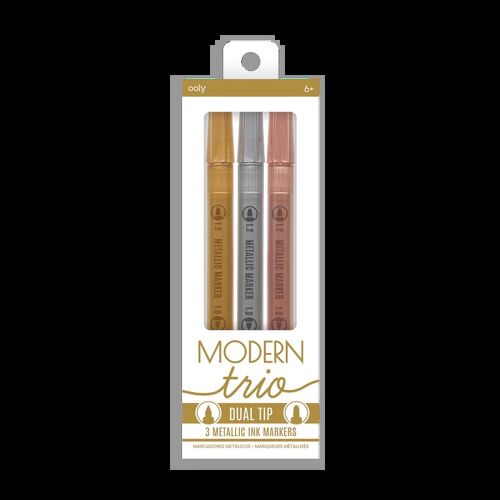 Modern trio dual tip metallic markers