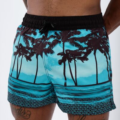 Palm Tree Print Swimsuit BLUE