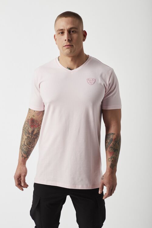 Camiseta De Cuello Pico Rosa