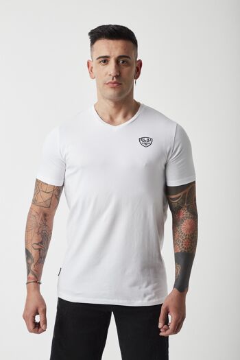 T-shirt col V blanc 1