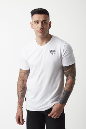 T-shirt col V blanc 3