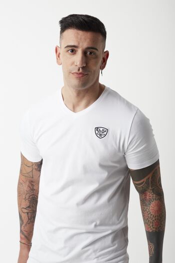 T-shirt col V blanc 2