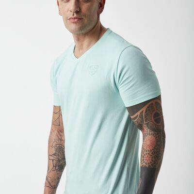 Mintgrünes T-Shirt mit V-Ausschnitt