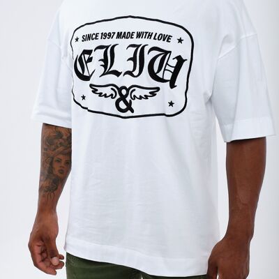 WHITE POSITIONAL EMBROIDERED T-SHIRT