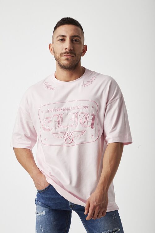 CAMISETA BORDADO POSICIONAL ROSA