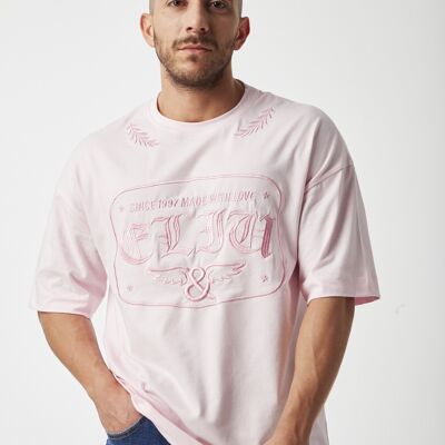 PINK POSITIONAL EMBROIDERED T-SHIRT
